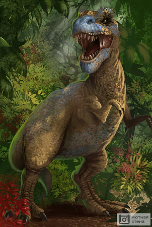 Динозавр на тропе в джунглях