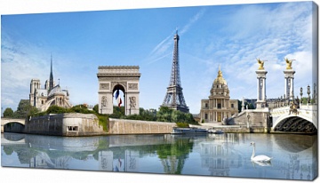 Коллаж с достопримечательностями Парижа. Франция