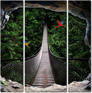 Навесной мост на выходе из пещеры