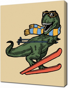 Динозавр на лыжах