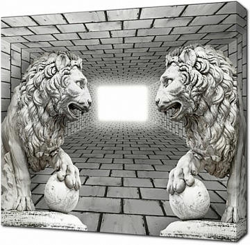Скульптуры львов 3D