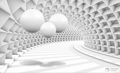 Белые шары в сетчатом туннеле