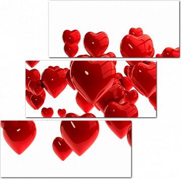 Красные 3D сердечки