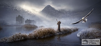 Монах у зимнего озера
