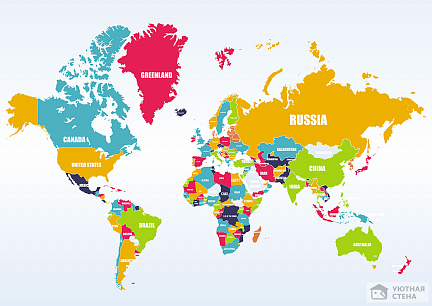 Красочная карта с названиями стран