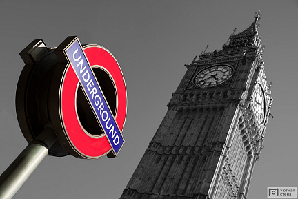Фотообои Знак метро Лондона на фоне Биг-Бена