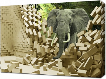 Слон рушащий стену