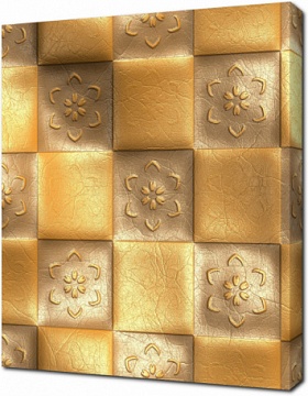 Золотой фон с плиткой с абстрактным орнаментом с кожаной фактурой