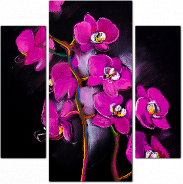 Яркие орхидеи рисунок пастелью