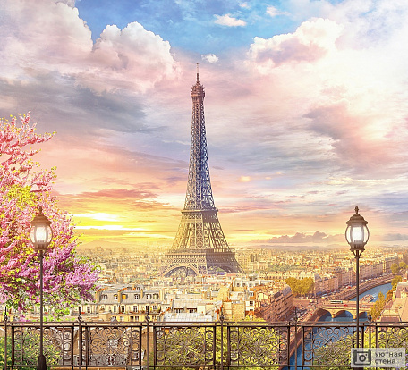 Фотообои Балкон с видом на Эйфелеву башню в Париже