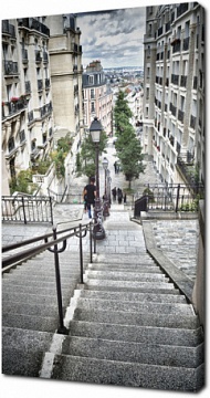 Лестница вниз Монмартра. Париж. Франция