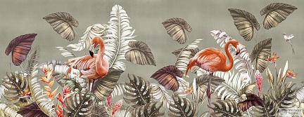 Фламинго на зеленом фоне