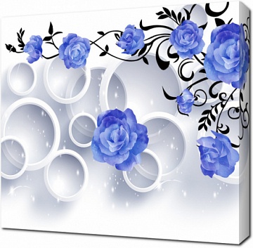 3D ветка синих роз