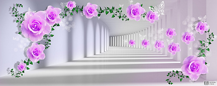 3D коридор с розами