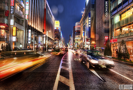 Фотообои Ночная улица Токио. Япония