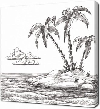 Рисунок островка с пальмами