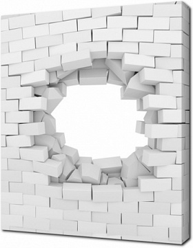 Белая пробитая 3D стена