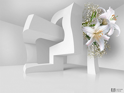 Лилии в футуристическом интерьере 3D