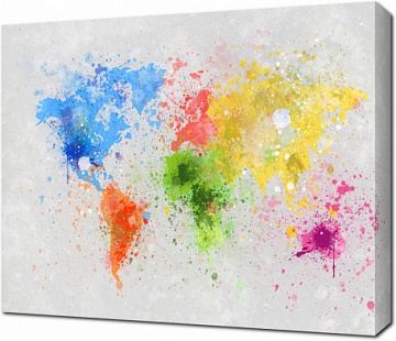 Нарисованная красками карта мира