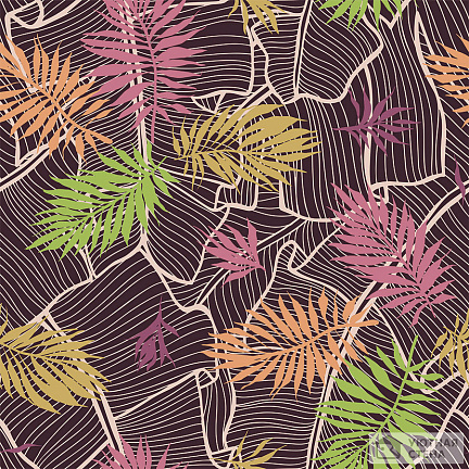 Экзотический фон с цветными листьями пальмы