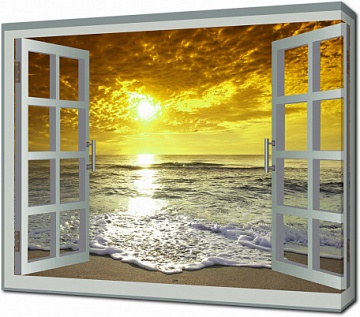 Окно с видом на море и пляж