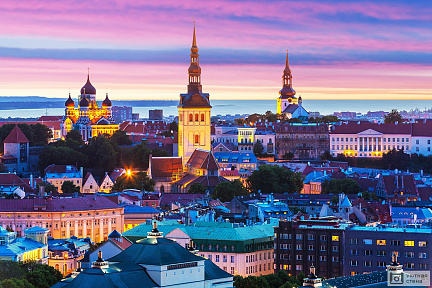 Фотообои Ночное изображение Таллина. Эстония