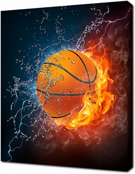 Баскетбольный мяч в воде и огне