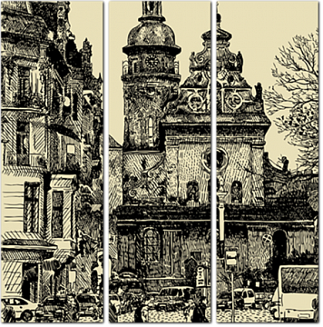 Гравюра с изображением города Львов