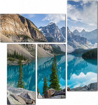 Озеро Морейн с панорамой скалистых гор. Канада