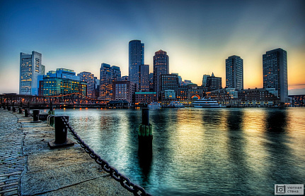 Фотообои Набережная Бостона на закате