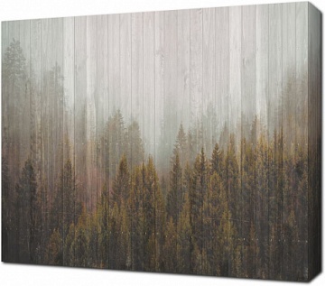 Туманный лес на декоративном фоне
