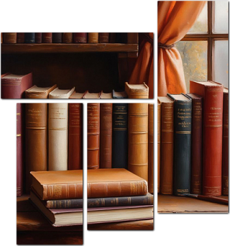 Винтажные книги в терракотовых полутонах