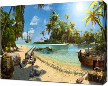 Пиратский остров с пальмами