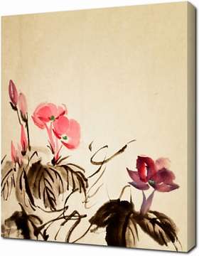 Китайская акварель с цветами