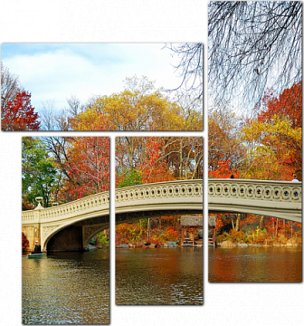 Красивый мост в парке осенью