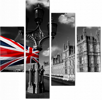 Здание парламента Лондона с флагом Англии