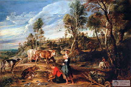 Питер Пауль Рубенс - Доярки со скотом в пейзаже