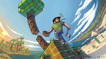 Minecraft человек на вершине