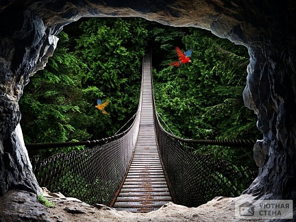 Навесной мост на выходе из пещеры