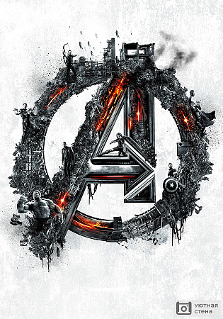 Логотип Мстителей с сюжетом фильма
