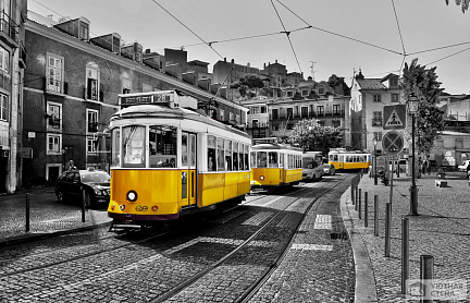Фотообои Сочный желтый трамвай
