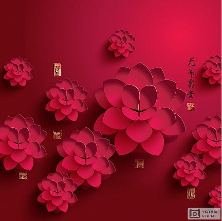 Японская 3D графика с цветами