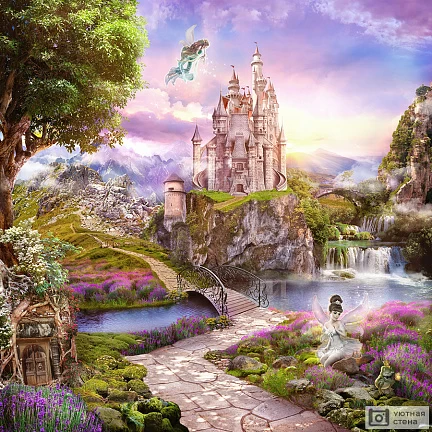 Сказочный замок с Феями у водопада