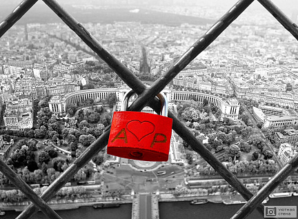 Фотообои Красный замок любви на Эйфелевой башне