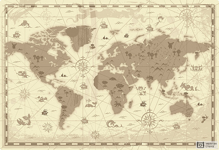 Карта мира в цветах сепии