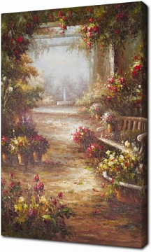Цветочный дворик у фонтана