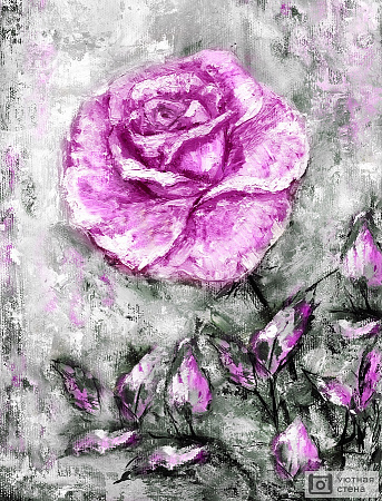 Розовая роза на холсте