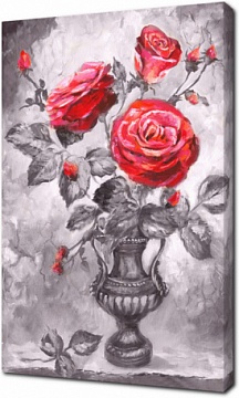 Красные розы на черно-белом фоне