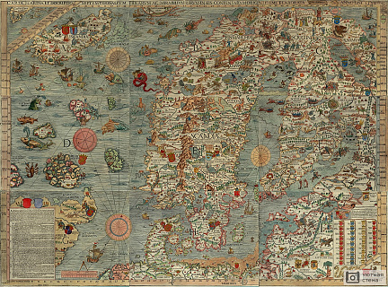 Карта Скандинавия, Олаус Магнус. 1539 год