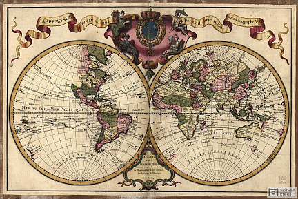 Старая карта мира. 1675-1726 годы